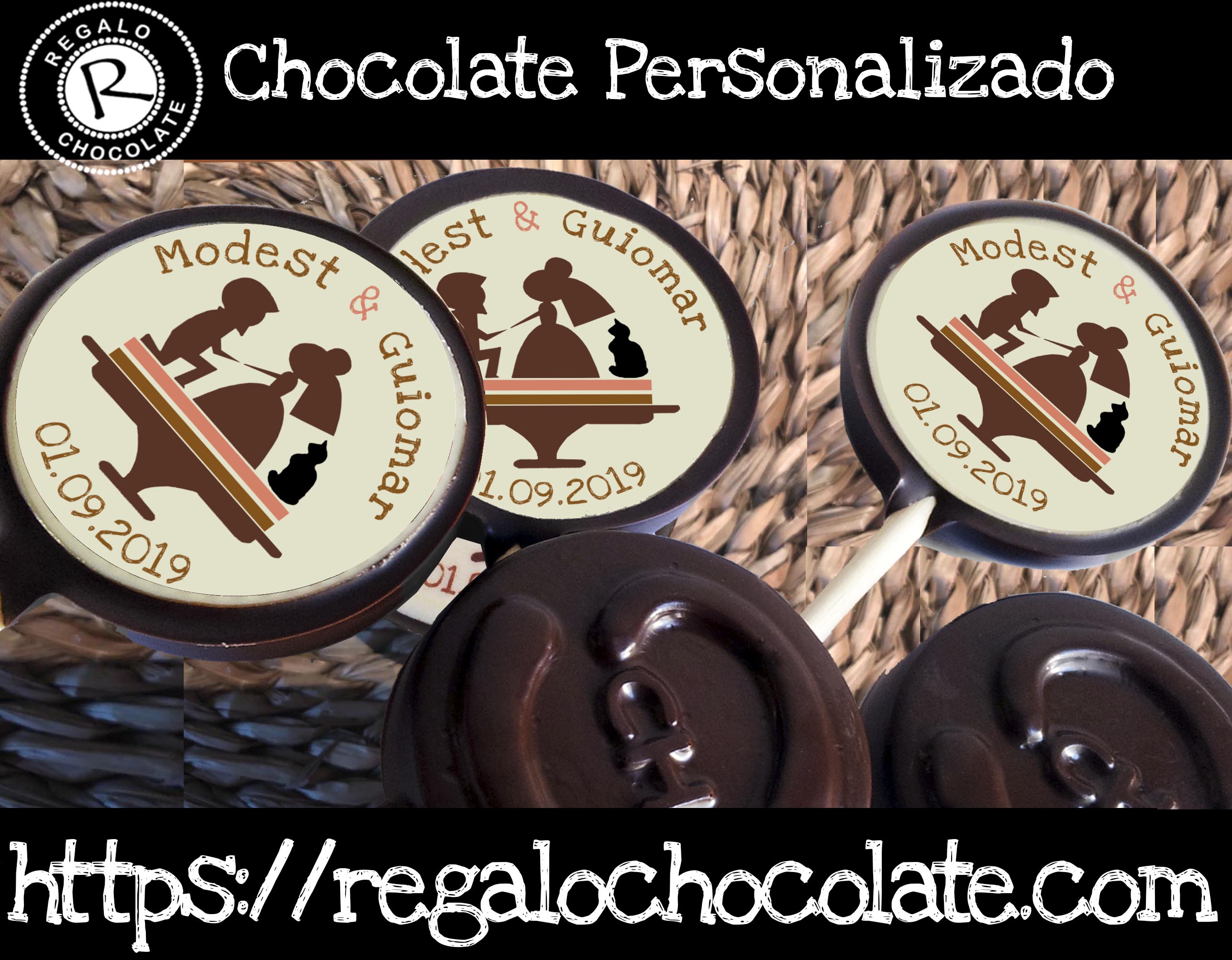 Piruleta de chocolate personalizada con un mensaje